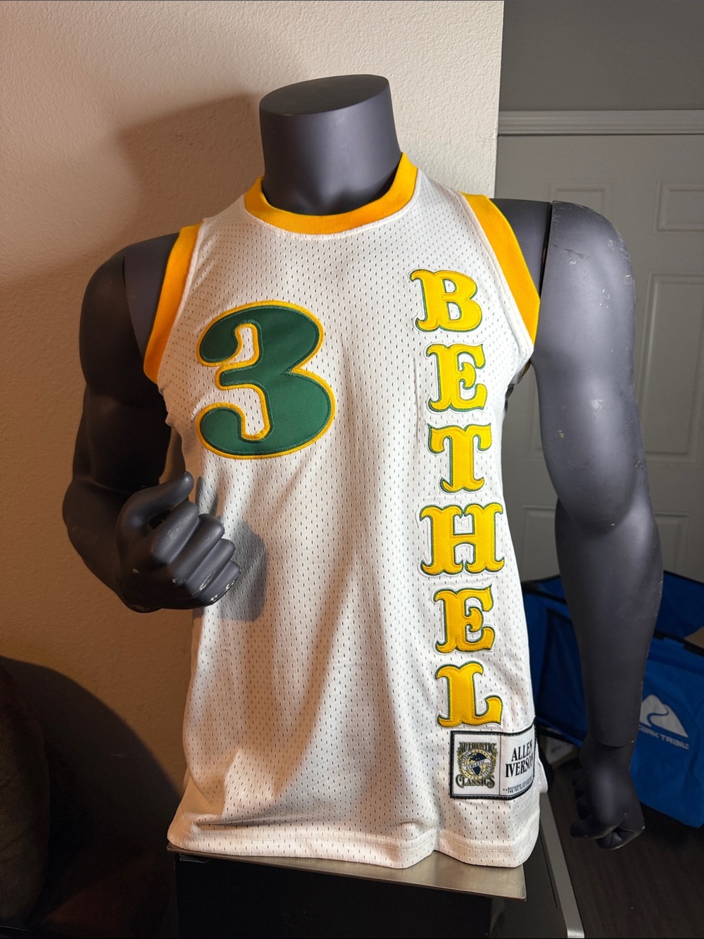 NWT Allen Iverson #3 Bethel High School White Mesh Basketball Jersey Small
